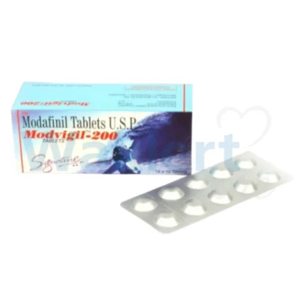 Modvigil 200mg UK packaging – Sun Pharma modafinil strip (10 tablets)