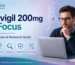 UK educational guide image about Modvigil 200mg for focus and wakefulness with research, compliance, and healthcare icons.